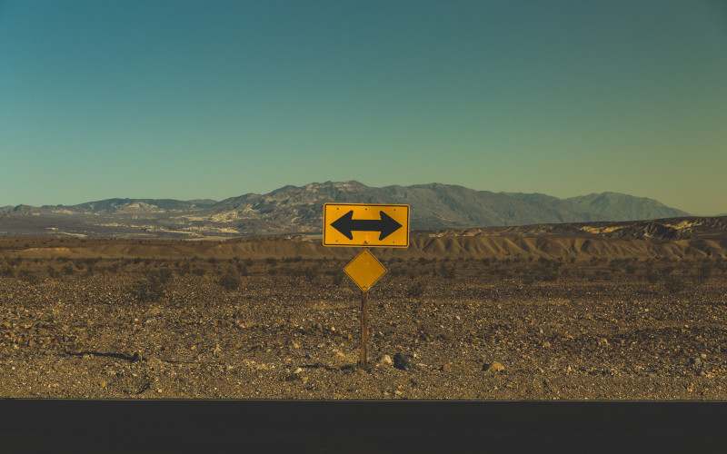 Road sign in the desert