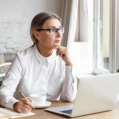 woman with writers block
