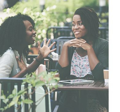 Two women talking