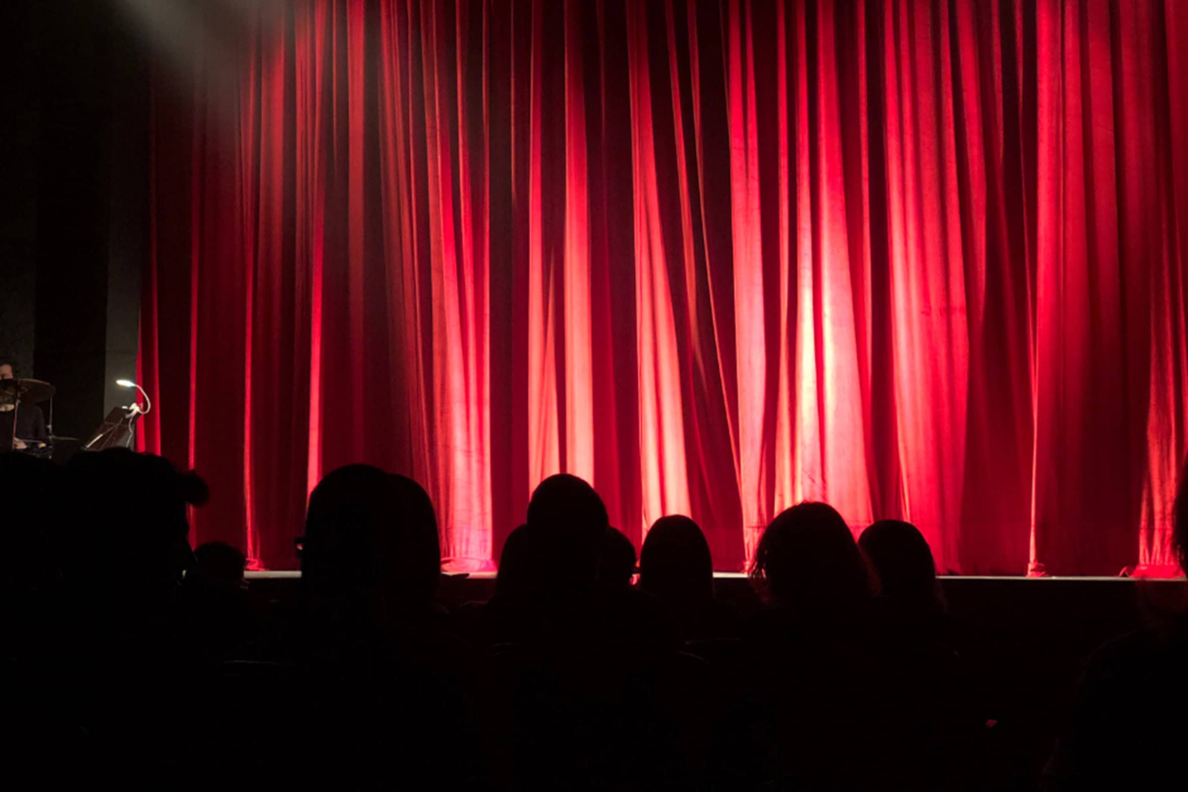 audience silhouetted in front of a curtain