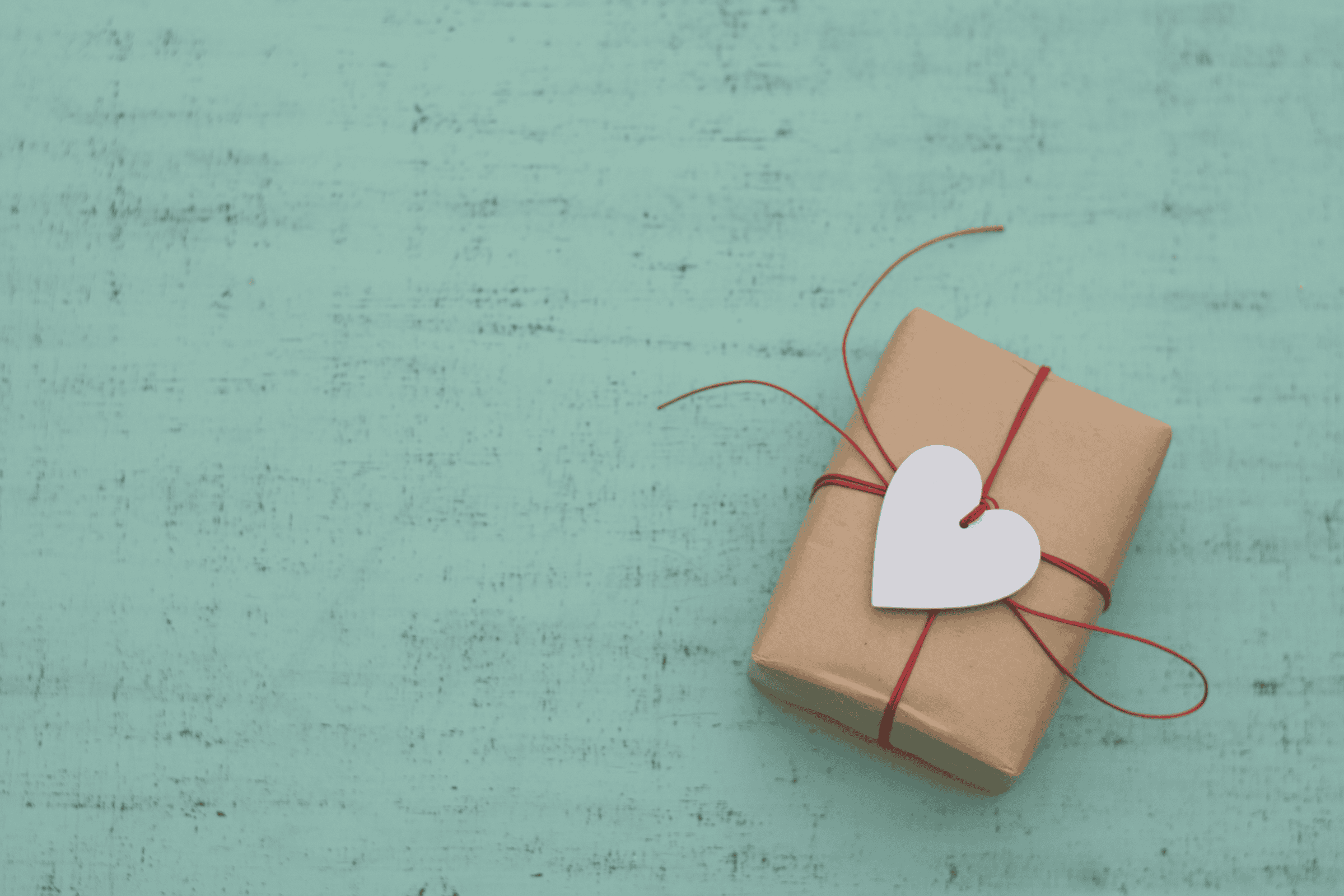 Small gift box tied with string