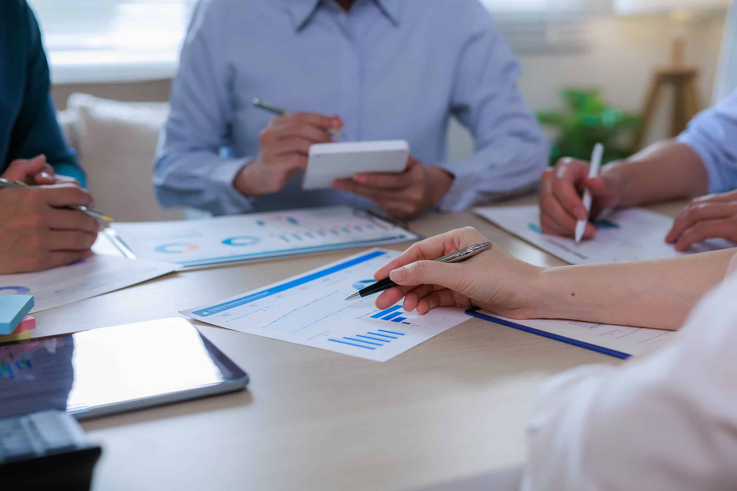 team reviewing a report